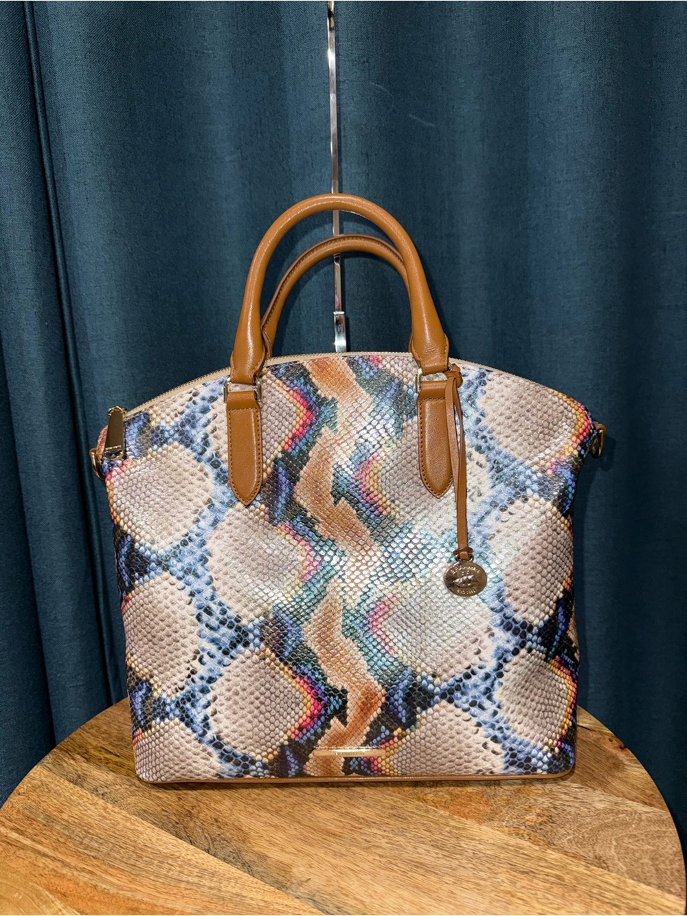 Brahmin Large Duxbury Satchel in Multi Eliasson Snake Print Leather